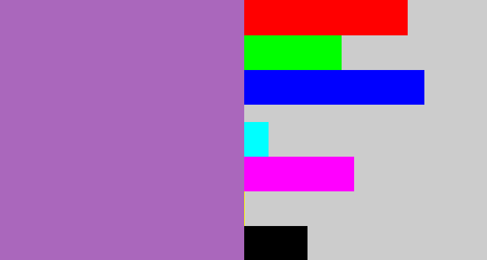 Hex color #aa67bc - soft purple