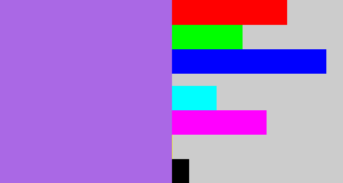 Hex color #aa68e5 - light urple