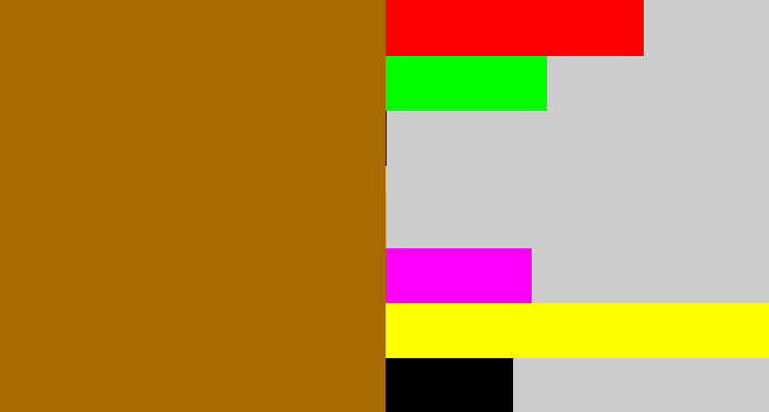 Hex color #aa6a00 - umber