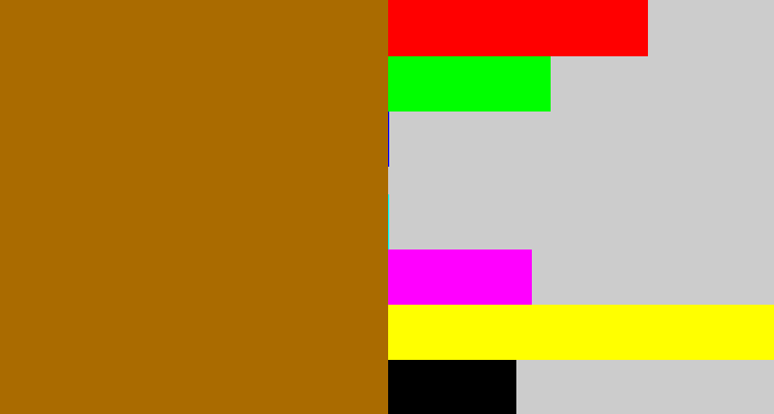 Hex color #aa6b00 - umber