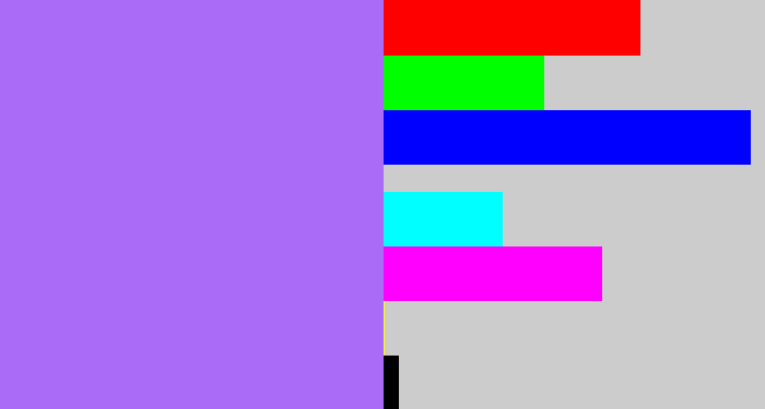 Hex color #aa6bf6 - light urple