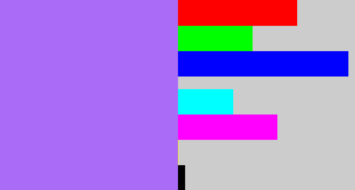 Hex color #aa6cf6 - light urple
