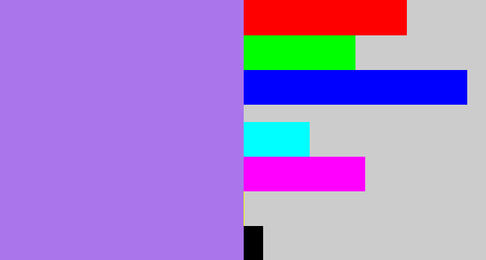 Hex color #aa75ea - light urple