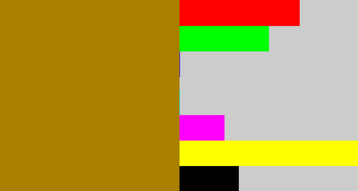 Hex color #aa7f00 - mustard brown