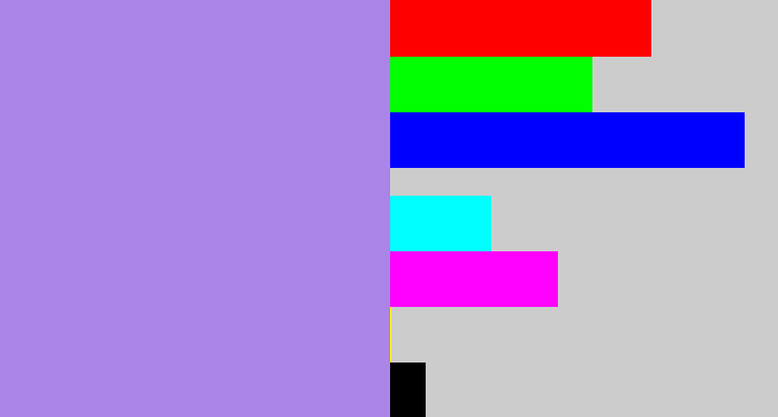 Hex color #aa84e7 - pale purple
