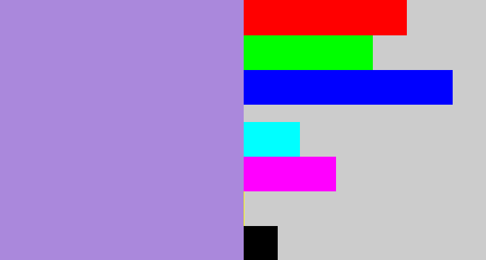 Hex color #aa88dc - pale purple