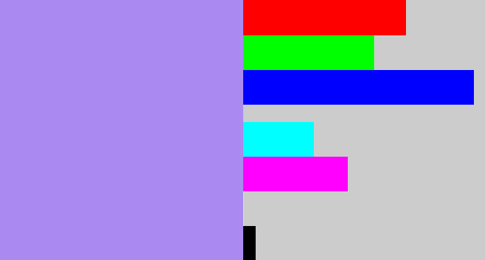Hex color #aa8af1 - light purple