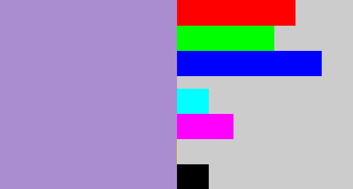 Hex color #aa8dd0 - pale purple