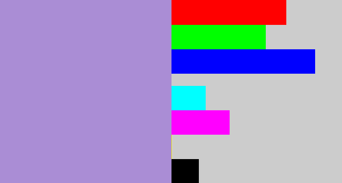 Hex color #aa8dd5 - pale purple