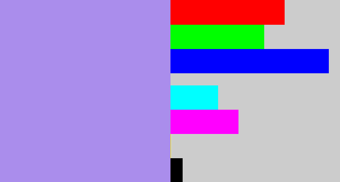 Hex color #aa8dec - pale purple