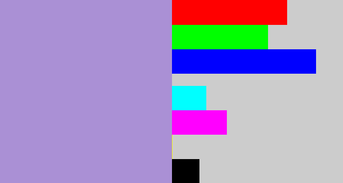 Hex color #aa90d5 - pale purple