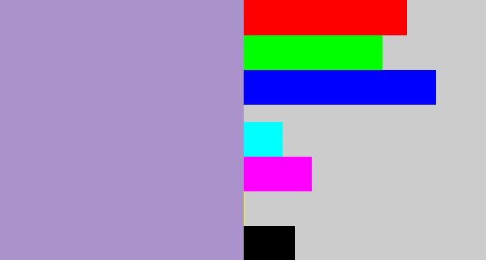 Hex color #aa92ca - pale purple