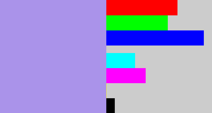 Hex color #aa93ea - pale purple
