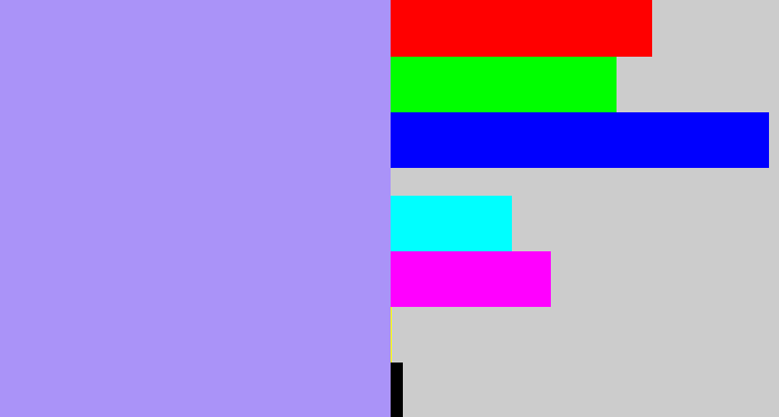 Hex color #aa93f8 - liliac