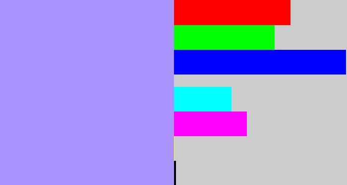 Hex color #aa93fc - liliac