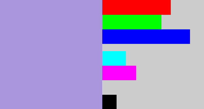 Hex color #aa94dc - pale purple
