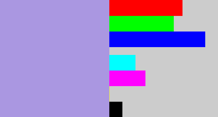 Hex color #aa97e1 - pale purple
