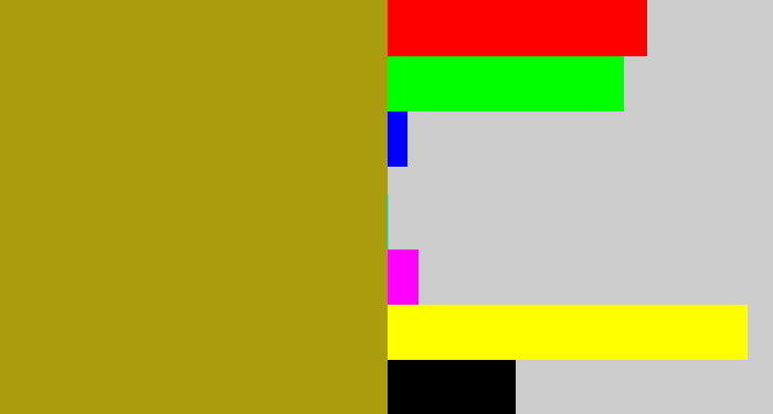 Hex color #aa9c0c - brown yellow