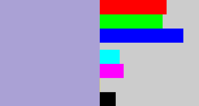Hex color #aaa1d5 - pale purple