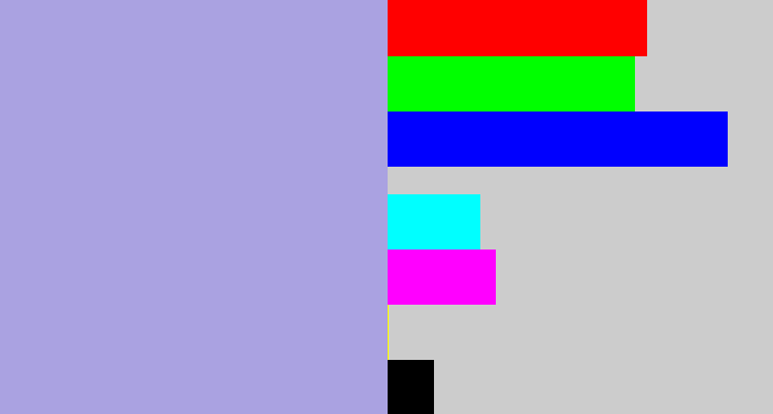 Hex color #aaa2e1 - pale purple