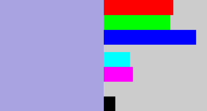 Hex color #aaa3e2 - pale purple