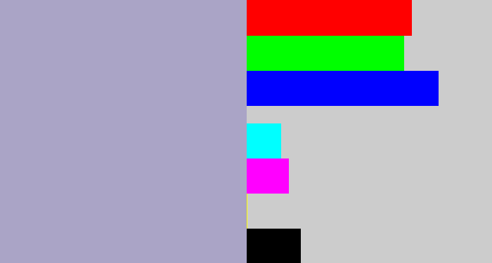Hex color #aaa4c6 - pale purple