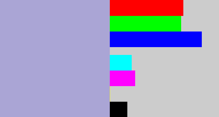 Hex color #aaa5d5 - pale purple