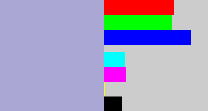 Hex color #aaa7d4 - light grey blue