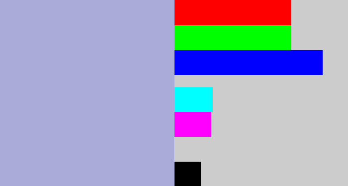 Hex color #aaabd9 - light grey blue
