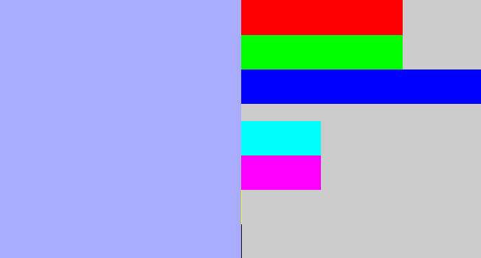 Hex color #aaacff - pastel blue