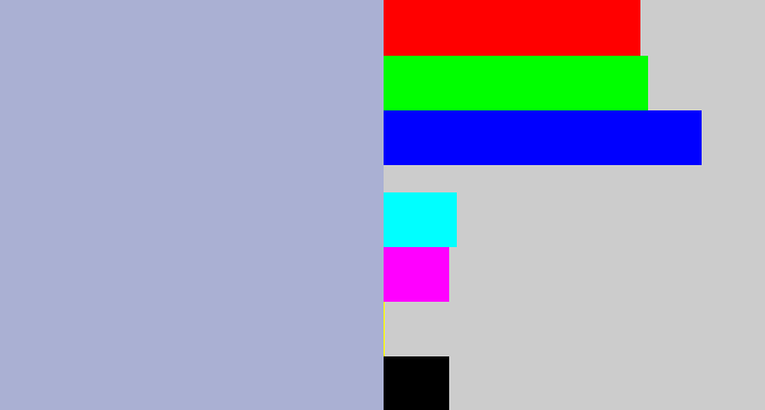 Hex color #aab0d3 - light grey blue