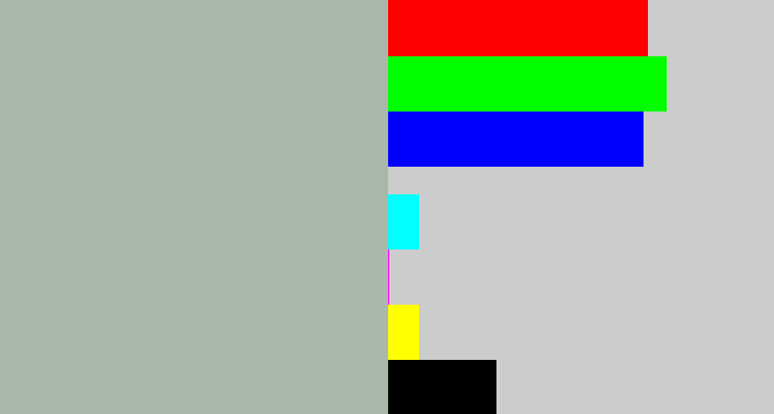 Hex color #aab8a9 - greyish