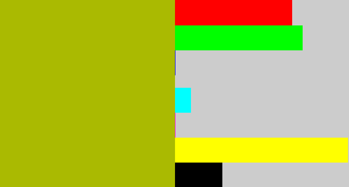 Hex color #aaba01 - mustard green