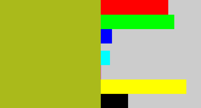 Hex color #aaba1b - pea