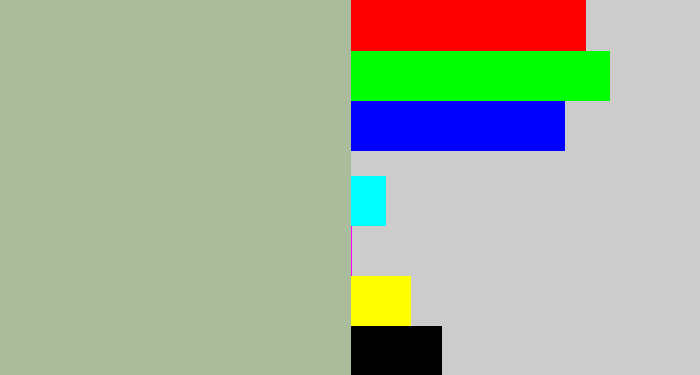 Hex color #aabc9c - greyish