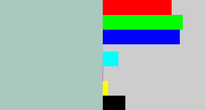 Hex color #aac7be - cloudy blue