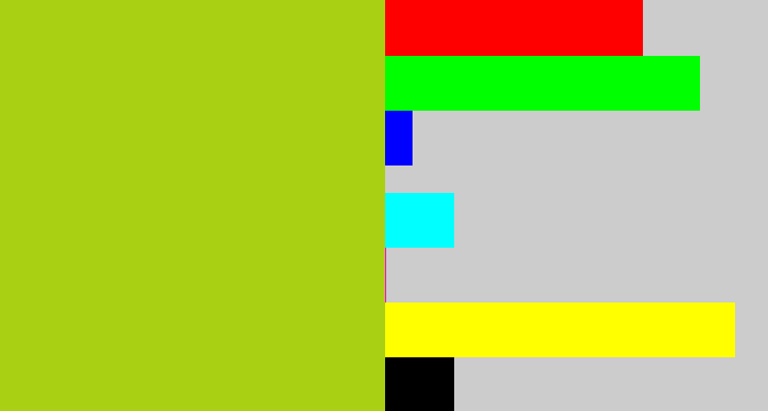Hex color #aad013 - yellowish green