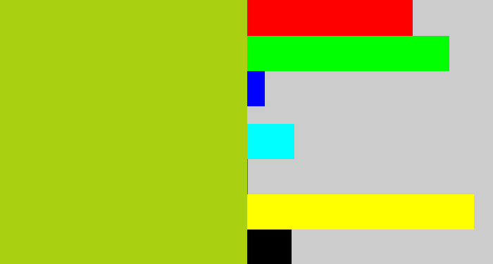 Hex color #aad111 - yellowish green