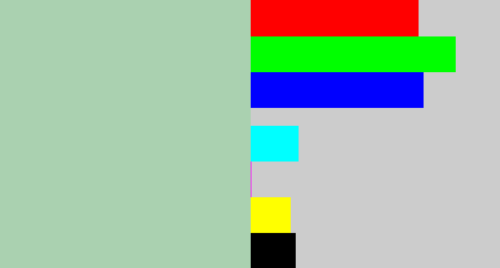 Hex color #aad1b0 - light grey green