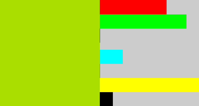 Hex color #aadd00 - green/yellow