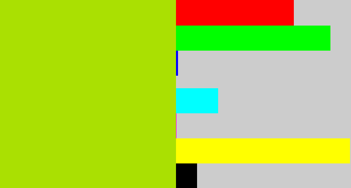 Hex color #aae002 - yellowish green