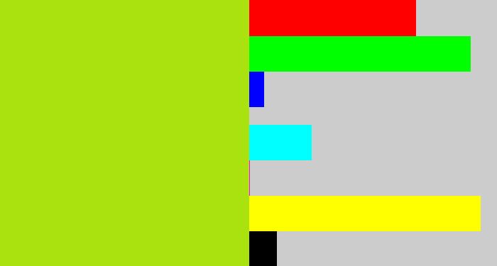 Hex color #aae20f - yellowish green
