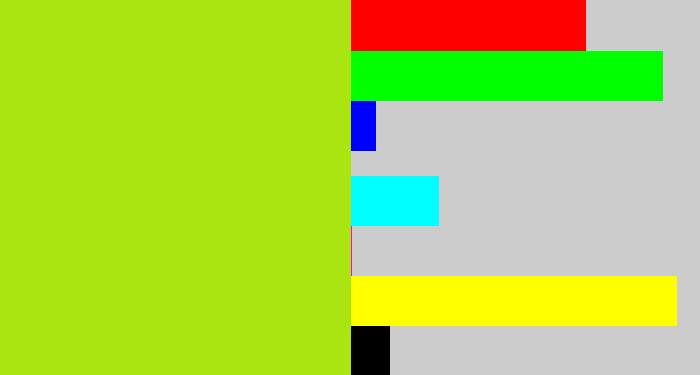 Hex color #aae411 - yellowish green
