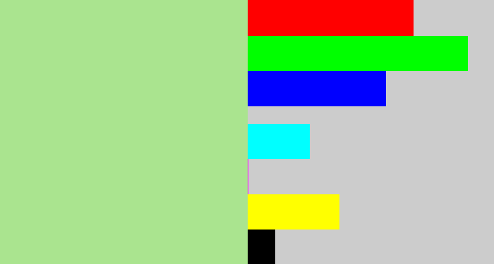 Hex color #aae48f - light grey green