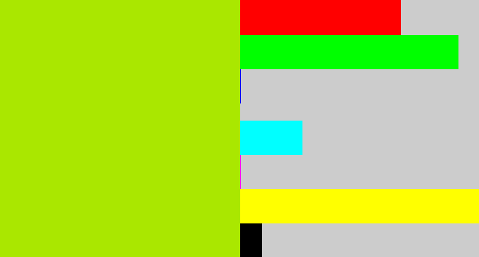 Hex color #aae700 - lemon green