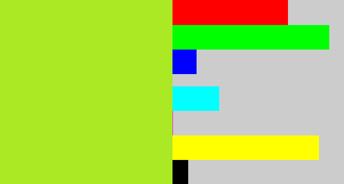 Hex color #aae923 - yellowish green