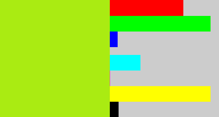 Hex color #aaeb12 - yellowish green