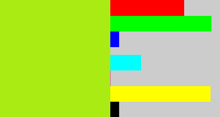 Hex color #aaeb14 - yellowish green