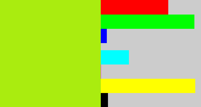 Hex color #aaec0f - yellowish green