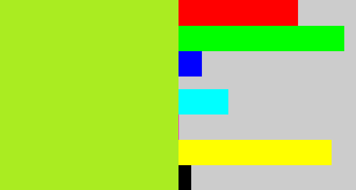 Hex color #aaec21 - yellowish green